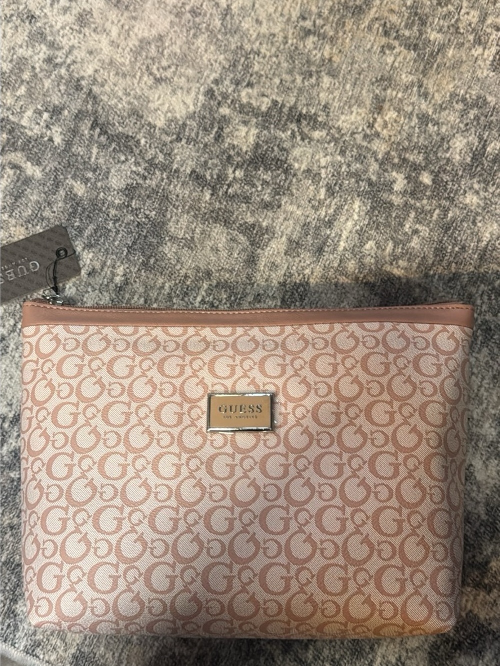 GUESS Pink Logo Monogram Cosmetic Pouch